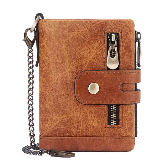 Chain Wallets for Men RFID Blocking Vintage Leather Bifold Wallet