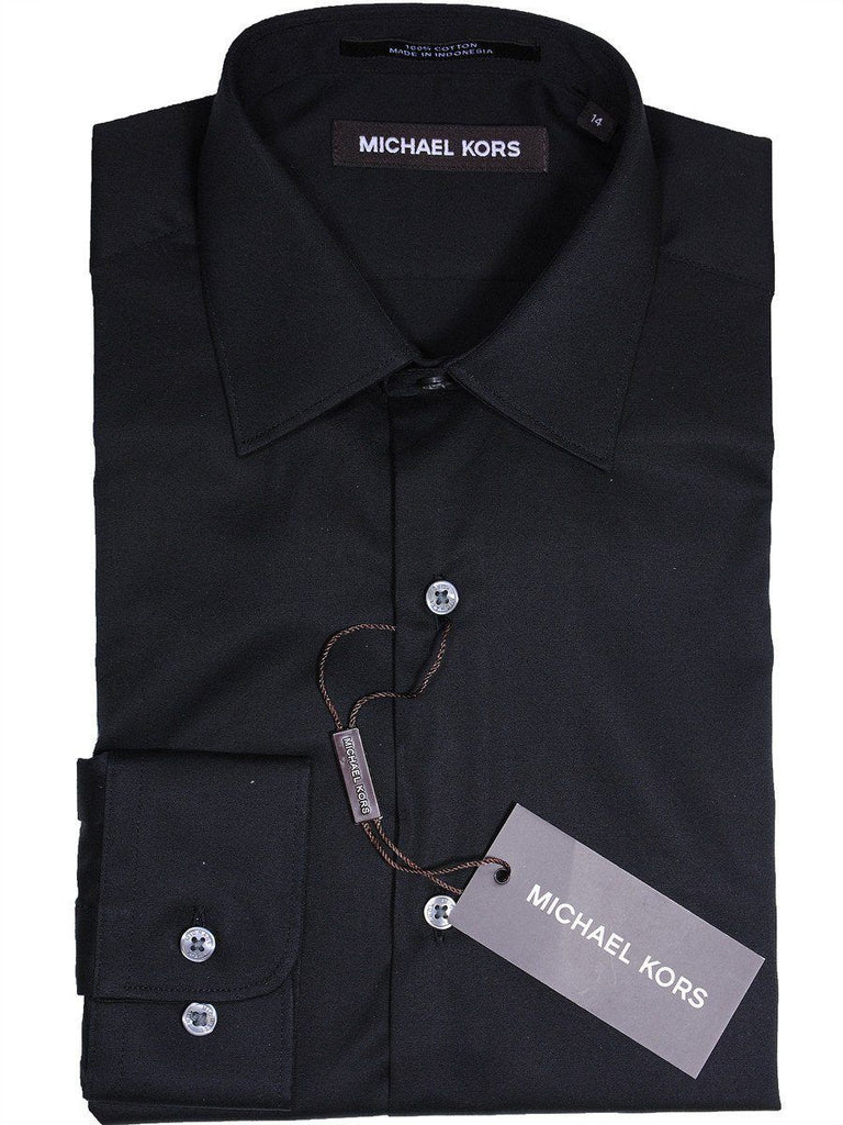 Michael Kors 17132 Black Boy's Dress Shirt - Solid Broadcloth - 100% C ...