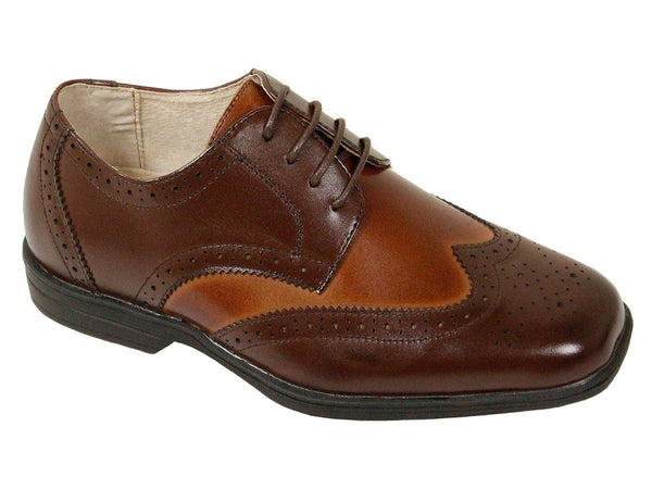 Florsheim 22790 Leather Boy's Shoe - Two Tone Wing Tip - Brown/Cogn ...