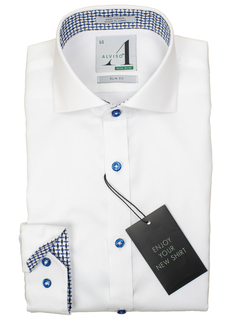 Boys Dress Shirts by Alviso in White - Slim Fit - 100% Cotton ...