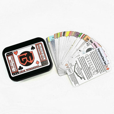 deck of waterproof playing cards and survival playing cards with critical information