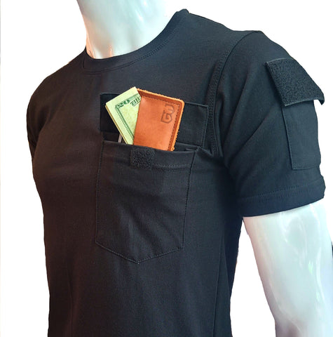 Tactical t shirts with velcro edc shirt with hidden pocket