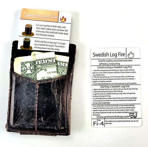 Swedish Log Fire Tip Card Fi-4 firecraft guide