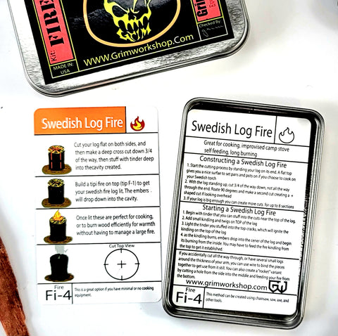 Swedish Log Fire Tip Card Fi-4 firecraft guide