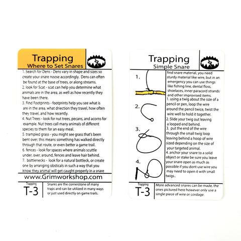 How to Make Animal Snare Traps Tip Card : How to Make DIY Trapping Snares including snare trapping placement suggestions