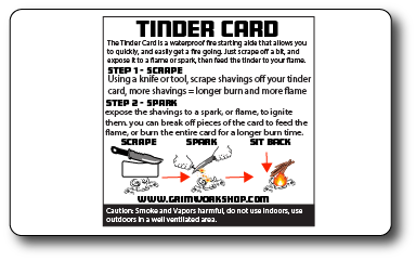 Hot Shot Tool Fire Cards. The Hot Shot Tool is a fire card with critical tools to start a fire including a survival knife with fire starter .