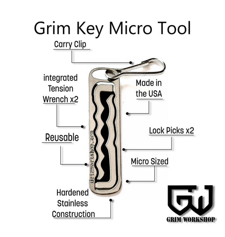 grim key micro lock pick keychain. This keychain lock pick is a great micro lock picking keychain set.