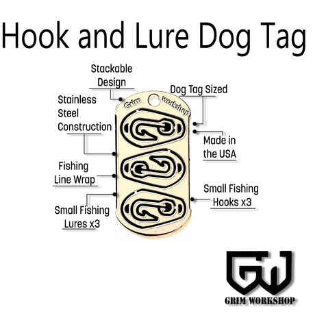 Hook and Lure Survival Fishing Necklace Dog Tag