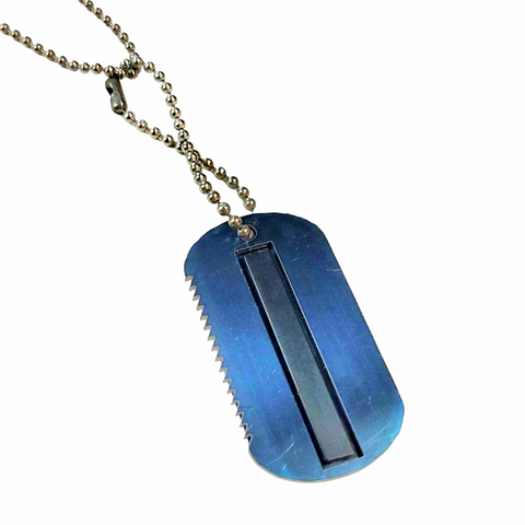 Blue Fire Necklace, The Hot Shot Dog Tag EDC Fire Starter necklace ferro rod necklace