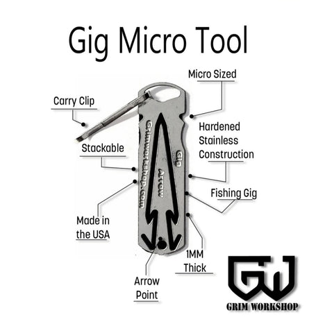 Micro frog gig and fish gig tool with arrow