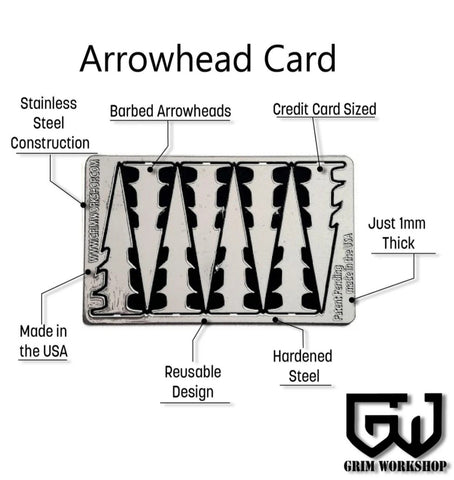 The Arrowhead survival card each of these survival arrowheads fits onto the arrow card