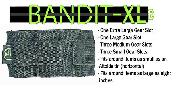Bandit EDC pocket gear organizer and elastic edc bands. Grim Bandit elastic wallet band and everyday carry storage