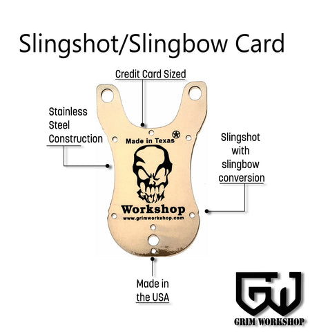 Pocket Slingshot Slingbow Hunting Survival Card also known as an arrow slingshot