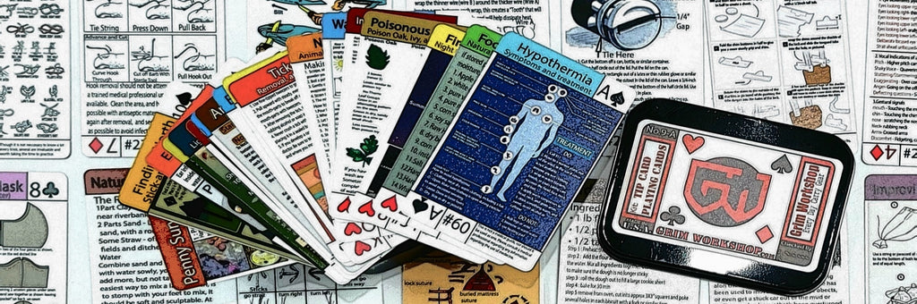 deck of waterproof playing cards and survival playing cards with critical information