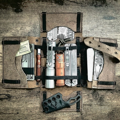 Image of Everyday Carry Tool Roll Wallet and Leather Pocket Organizer