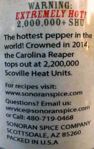 Sonoran Spice Carolina Reaper Powder Label