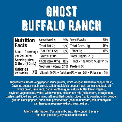 Ghost Pepper Ranch Dipping Sauce Nutrition