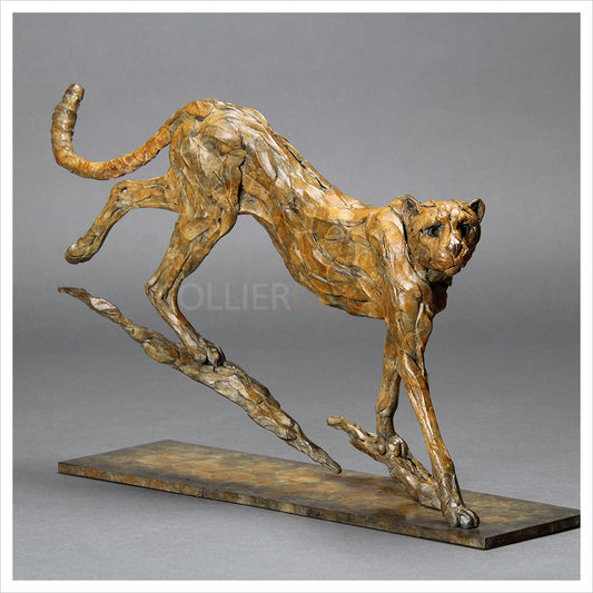 Bronze Cheetah Sculpture: Large Running Cheetah by Jonathan Sanders