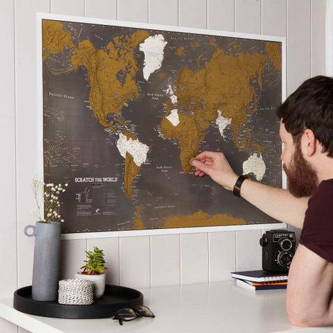 SCRATCH THE WORLD BLACK EDITION MAP PRINT