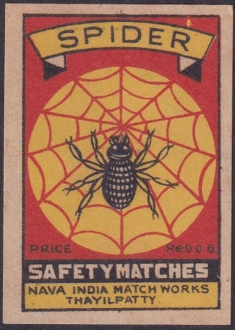 spider safety matches vintage label