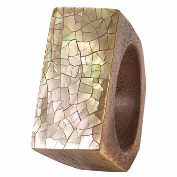Bodrum Champagne Shell/ Wood Napkin Ring