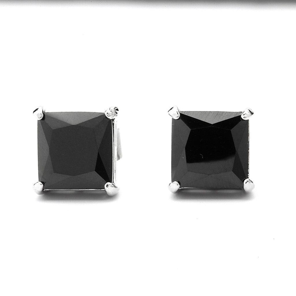 Premium CZ - Black Cubic Zirconia Princess-Cut Stud Earring