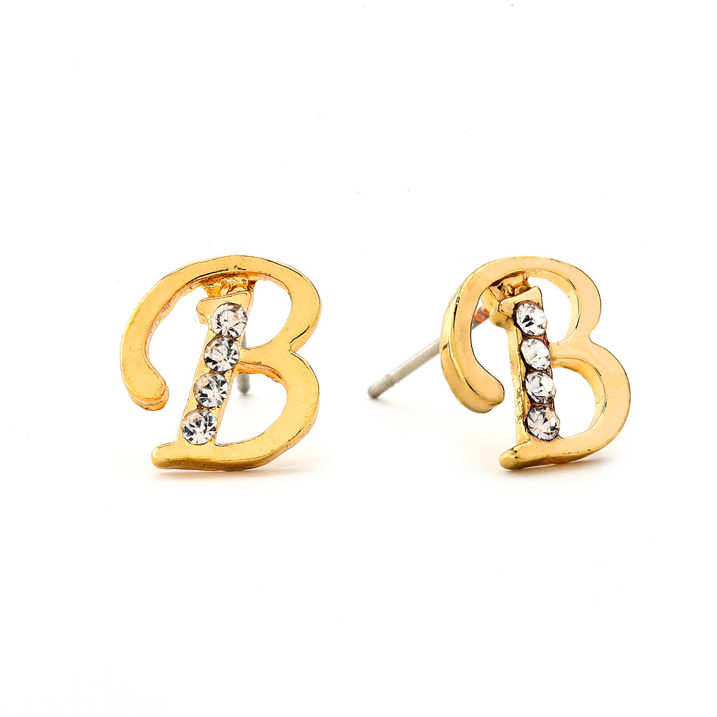Premium CZ - Initial Earrings with CZ Accent 14-K Gold Filled