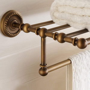 New marmolux acc morocc series 3420 ab 24 inch towel shelf with bar storage holder for bathroom antique brass brushed bronze