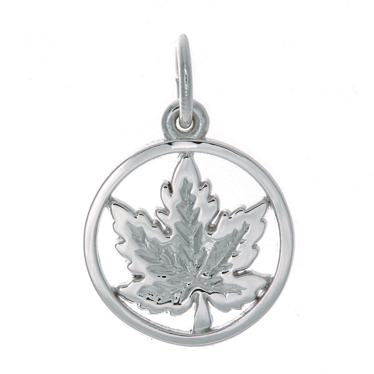 Sterling Silver Maple Leaf In Circle Charm Keir Fine Jewellery