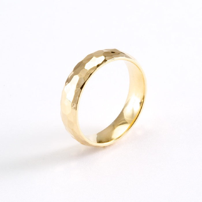 14k Yellow Gold Hand Hammered Comfort Fit Wedding Bands | Keir Fine ...
