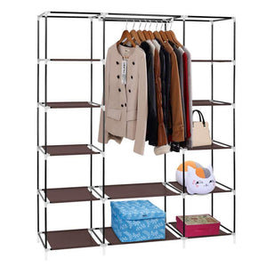 Budget amashion 69 5 tier portable clothes closet wardrobe storage organizer with non woven fabric quick and easy to assemble dark brown