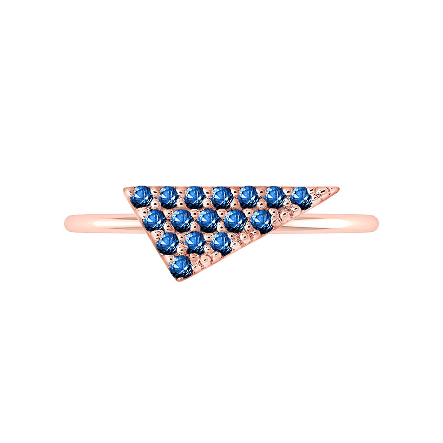 Blue Sapphire Triangle Geo Stacker | Rose Gold