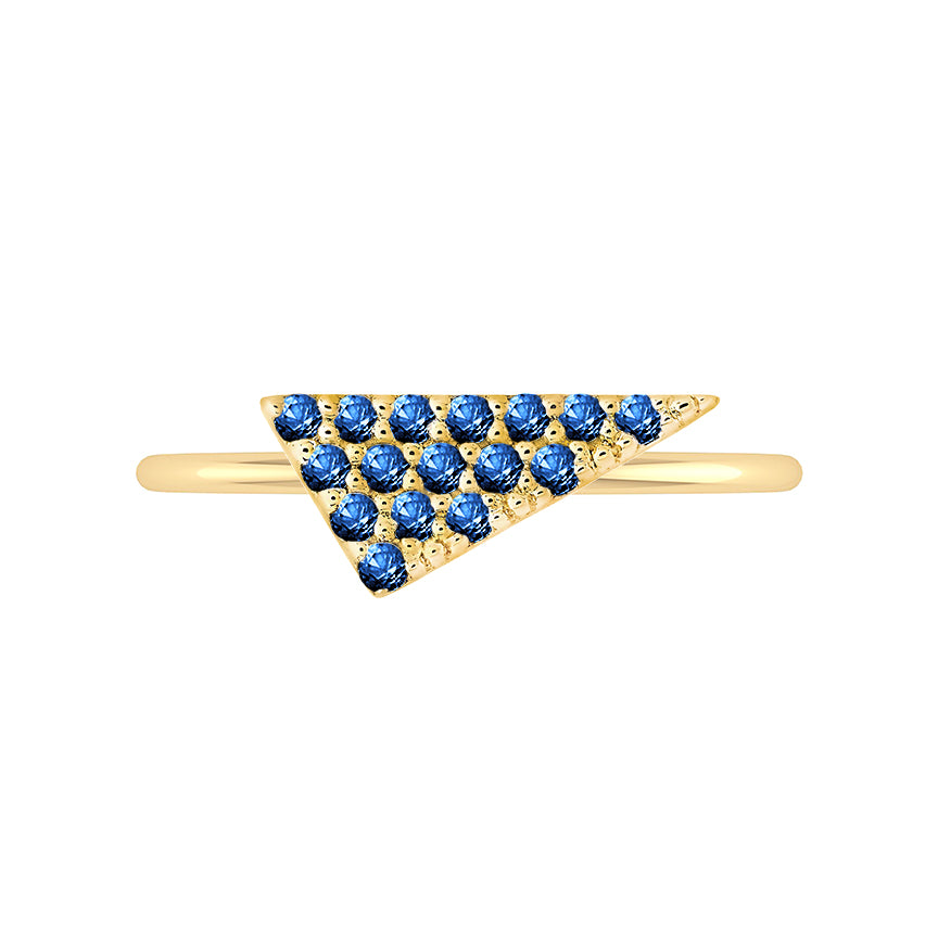 Blue Sapphire Triangle Geo Stacker | Yellow Gold