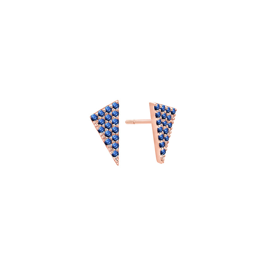 Blue Sapphire Triangle Studs | Rose Gold