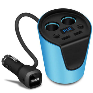 12-24V 3.1A Dual USB Car Charger Adaptor With Voltage Current Display Charger Car Cup Holder 2 Sockets Cigarette Lighter
