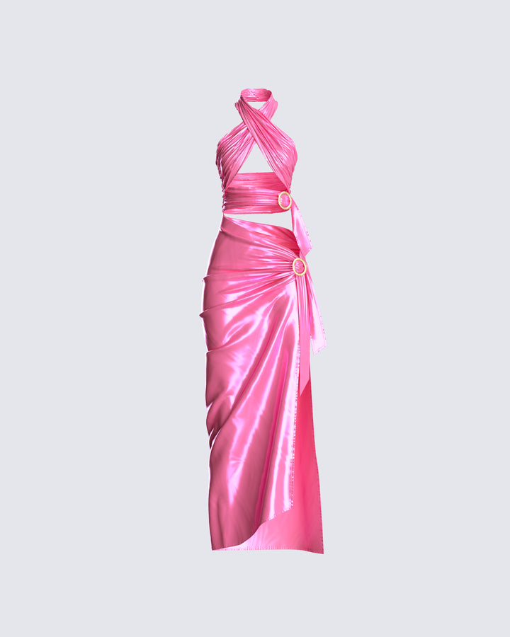 Maryann Pink Strapless Maxi Dress – FINESSE