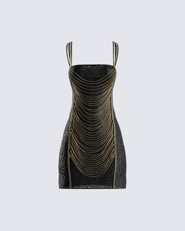 Donna Black Chain Dress – FINESSE