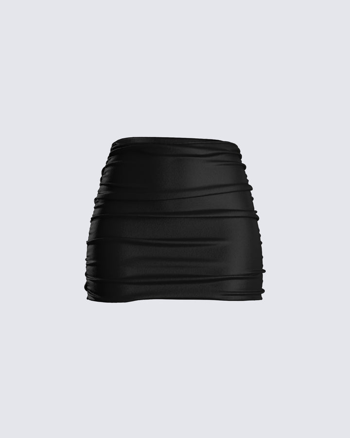 Perla Black Pleated Mini Skirt