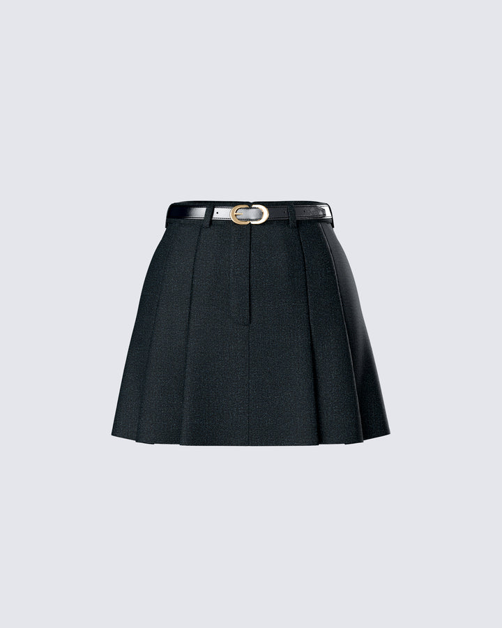 Ismay Black Denim Pleat Skirt – FINESSE