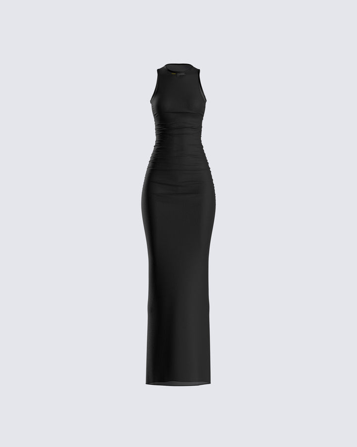 Kiari Black Halter Maxi Dress