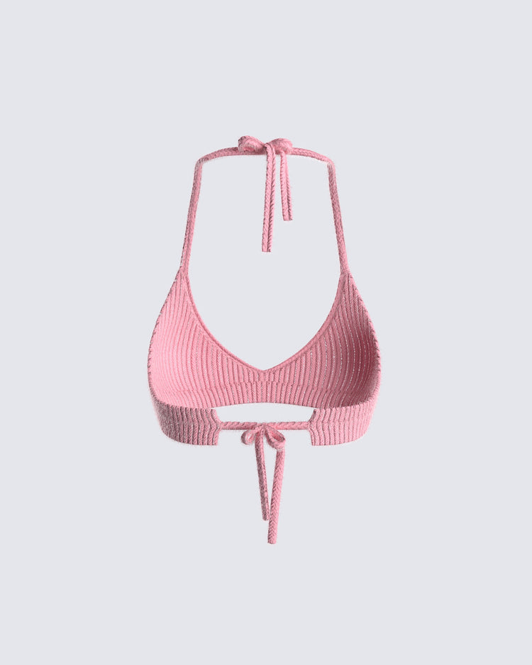 Lumi Pink Knit Bra Top