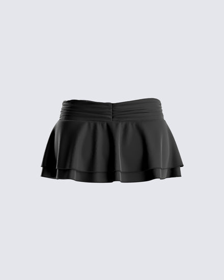 Freya Black Shirred Mini Skirt