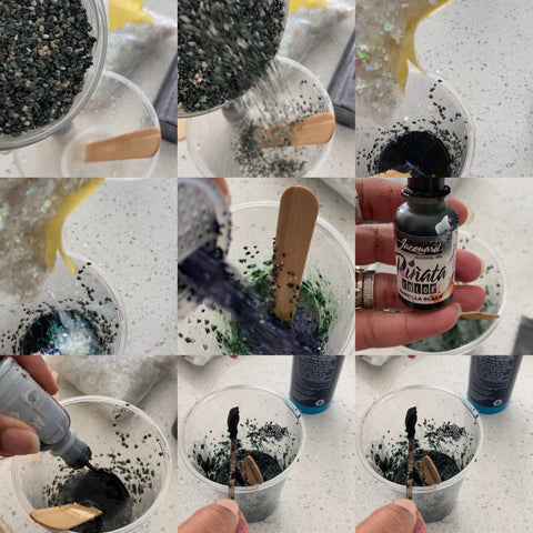 Mixing random items into resin to create texture 