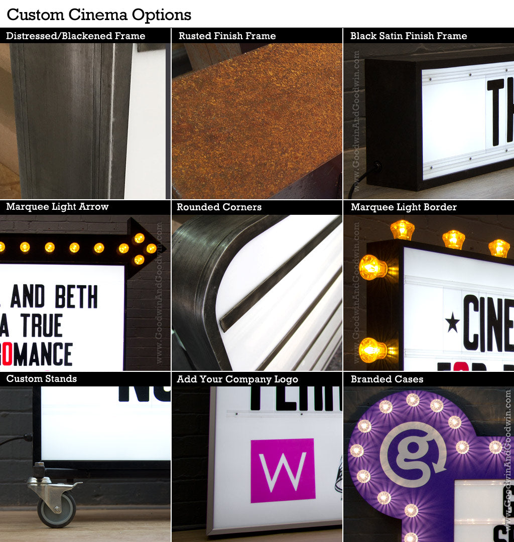 Cinema light box with Interchangeable letters - Single Row – Goodwin &  Goodwin™ - London Sign Makers