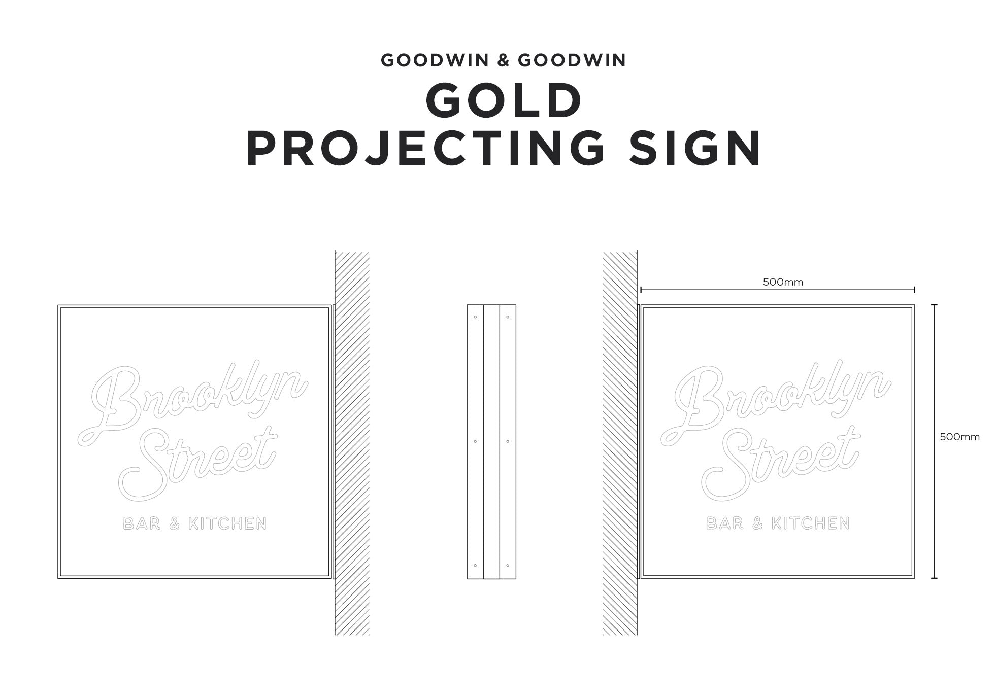 Gold Projecting Sign Technical Drawing