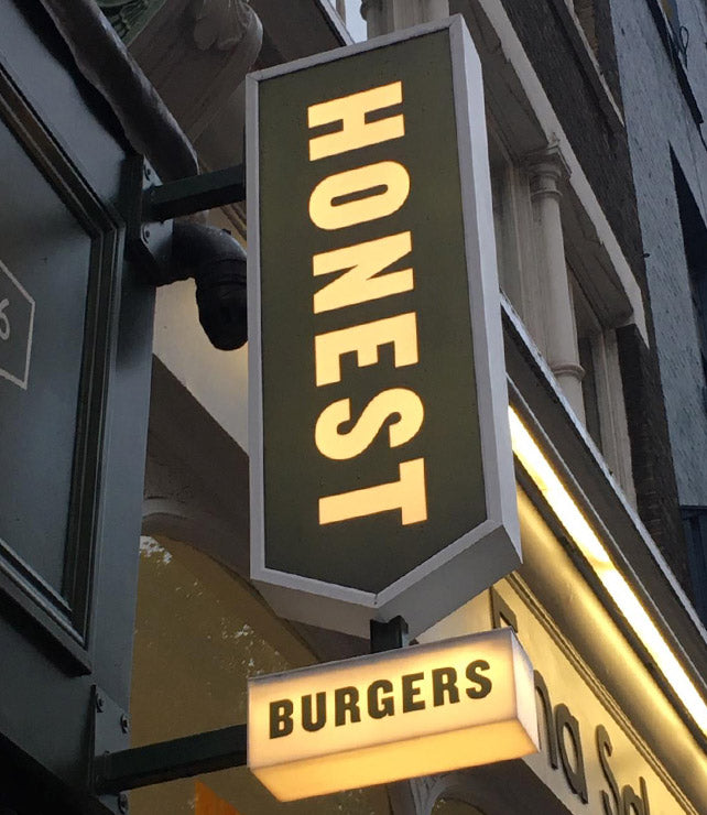 Honest Burger Restaurant Sign