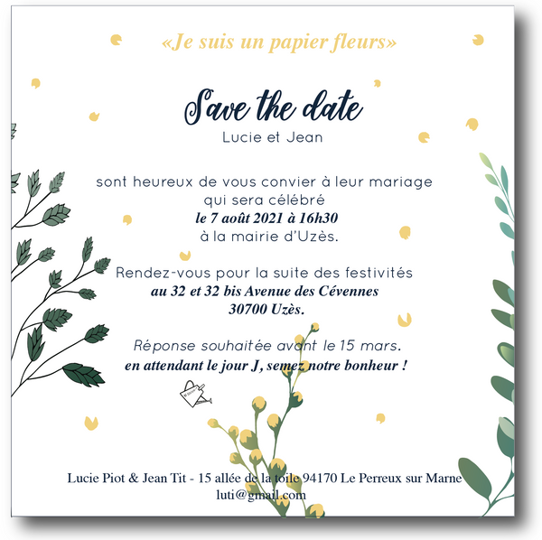 Save the date ensemencé