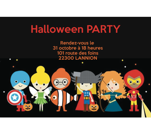 Carte Halloween Enfants Deguises Faire Part Magnet