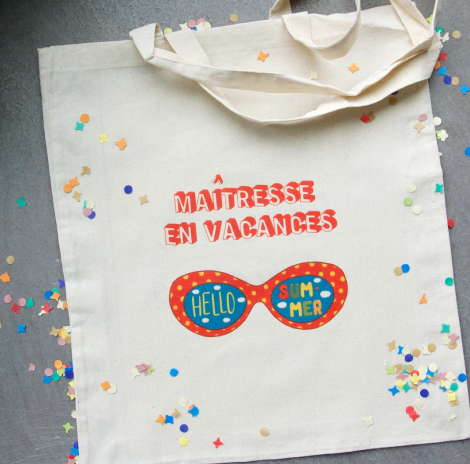 Tote bag maîtresse en vacances