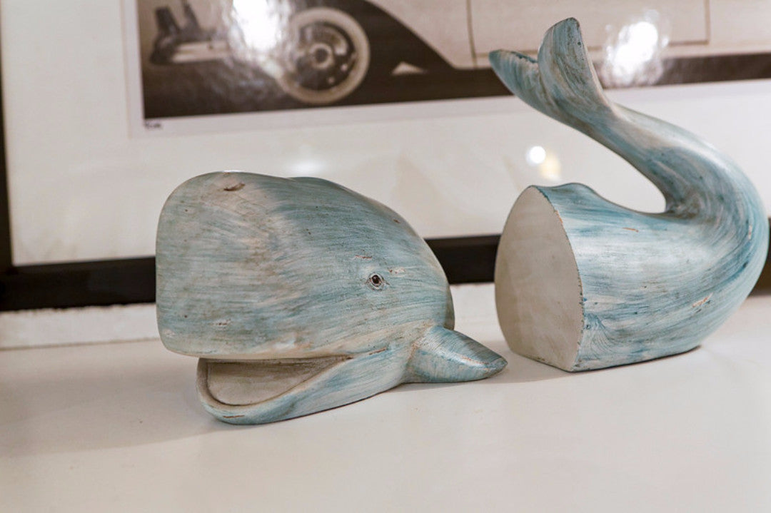 cast iron whale bookends